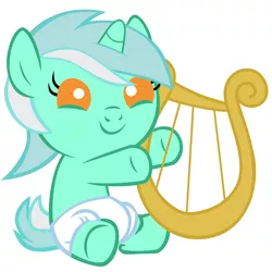 Size: 4000x4000 | Tagged: safe, artist:beavernator, derpibooru import, lyra heartstrings, pony, baby, baby pony, cute, diaper, filly lyra, lyrabetes, lyre, solo