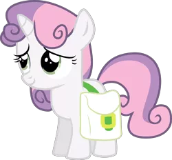 Size: 3227x3000 | Tagged: artist:limedazzle, bag, cute, derpibooru import, diasweetes, safe, simple background, smiling, solo, sweetie belle, the cart before the ponies, transparent background, vector