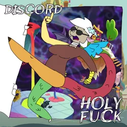 Size: 1000x1002 | Tagged: anthro, derpibooru import, dimension travel, discord, eris, exploitable meme, meme, mom holy fuck, raycord legends, rule 63, safe, vulgar