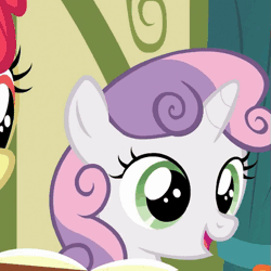 Size: 507x507 | Tagged: safe, derpibooru import, edit, edited screencap, screencap, apple bloom, scootaloo, sweetie belle, pony, unicorn, the cart before the ponies, animated, blinking, book, breaking the fourth wall, bronybait, caption, cropped, cute, diasweetes, female, filly, fourth wall, hello, image macro, looking at you, meme, open mouth, ponyville schoolhouse, smiling, solo focus