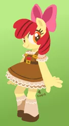 Size: 637x1173 | Tagged: adorabloom, anthro, apple bloom, artist:needsmoarg4, clothes, cute, derpibooru import, dress, red hair, red tail, safe, solo, young