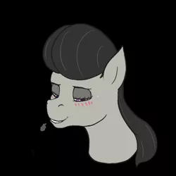 Size: 600x600 | Tagged: safe, artist:stoopedhooy, derpibooru import, octavia melody, pony, bedroom eyes, blushing, breath, bust, female, heavy breathing, lip bite, looking down, lowres, mare, portrait, smiling, solo, sweat, sweatdrop