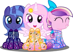 Size: 4200x3000 | Tagged: artist:spellboundcanvas, cewestia, cute, cutedance, cutelestia, derpibooru import, female, filly, filly cadance, filly celestia, filly luna, footed sleeper, lunabetes, onesie, pink-mane celestia, princess cadance, princess celestia, princess luna, safe, spellboundcanvas is trying to murder us, weapons-grade cute, woona, younger