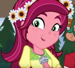 Size: 576x518 | Tagged: safe, derpibooru import, screencap, gloriosa daisy, timber spruce, equestria girls, legend of everfree, cropped, cute, daisybetes, magical geodes