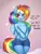 Size: 1300x1700 | Tagged: suggestive, artist:elzzombie, derpibooru import, rainbow dash, semi-anthro, blushing, chest fluff, clothes, compression shorts, cute, dashabetes, image, impossibly large chest fluff, jpeg, shorts, solo