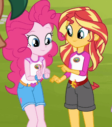 Size: 363x408 | Tagged: safe, derpibooru import, screencap, pinkie pie, sci-twi, sunset shimmer, timber spruce, twilight sparkle, equestria girls, legend of everfree, animated, cropped, offscreen character