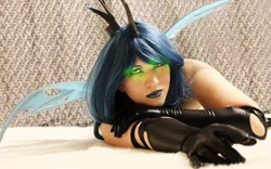 Size: 1280x800 | Tagged: artist:flitzichen, clothes, cosplay, costume, derpibooru import, glowing eyes, human, irl, irl human, photo, queen chrysalis, safe, solo