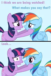 Size: 4000x6000 | Tagged: artist:vexorb, breaking the fourth wall, caption, comic, derpibooru import, edit, edited screencap, image macro, meme, rainbow dash, safe, screencap, she knows, they know, twilight sparkle, worried