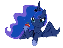 Size: 2600x2000 | Tagged: apple, artist:vexorb, derpibooru import, eating, food, luna eclipsed, princess luna, safe, simple background, solo, transparent background, vector