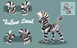 Size: 3537x2235 | Tagged: safe, artist:vindhov, derpibooru import, oc, oc:follow lead, unofficial characters only, zebra, ear piercing, earring, jewelry, lip piercing, male, piercing, simple background, snake bites, solo, stallion, tail wrap, teal background