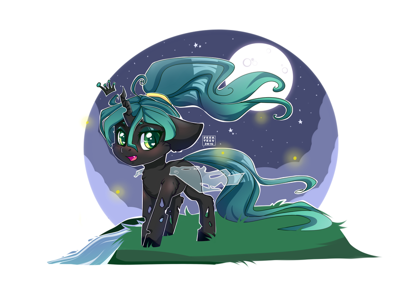 Size: 1280x920 | Tagged: safe, artist:feekteev, derpibooru import, queen chrysalis, cute, cutealis, solo