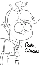 Size: 856x1352 | Tagged: artist:pastelhorses, crossover, derpibooru import, monochrome, patton oswalt, quibble pants, ratatouille, remy, safe, sketch, stranger than fan fiction, voice actor joke