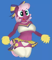 Size: 2665x3063 | Tagged: suggestive, artist:an-tonio, artist:rustlerustle, color edit, derpibooru import, edit, cheerilee, anthro, earth pony, the cart before the ponies, belly button, big breasts, breasts, busty cheerilee, cheeribetes, cheerileeder, cheerleader, cleavage, clothes, colored, cute, digital art, female, hair bow, midriff, miniskirt, panties, panty shot, pleated skirt, pom pom, shoes, skirt, sneakers, socks, solo, solo female, thigh highs, underboob, underwear, upskirt, white underwear, zettai ryouiki