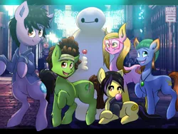 Size: 1200x900 | Tagged: artist:blazemizu, baymax, big hero 6, candy, crossover, derpibooru import, disney, food, fred, gogo tomago, hiro hamada, honey lemon, lollipop, ponified, safe, wasabi