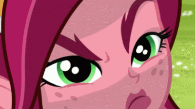 Size: 400x225 | Tagged: safe, derpibooru import, screencap, gloriosa daisy, equestria girls, legend of everfree, angry, animated, female, freckles, green eyes, lips, screen shake, unamused, vibrating