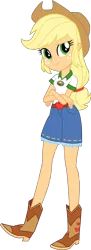 Size: 1076x2959 | Tagged: safe, artist:imperfectxiii, derpibooru import, applejack, equestria girls, legend of everfree, boots, clothes, cowboy boots, cowboy hat, crossed arms, denim shorts, denim skirt, hat, legs, shoes, shorts, simple background, skirt, solo, stetson, transparent background, updated, vector