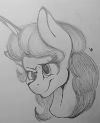 Size: 2131x2616 | Tagged: artist:illustrativeauthor, bust, derpibooru import, monochrome, portrait, safe, sketch, solo, sweetie belle, traditional art