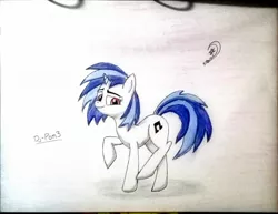 Size: 1844x1427 | Tagged: safe, artist:marewile, derpibooru import, vinyl scratch, sketch, solo, traditional art