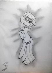 Size: 1639x2301 | Tagged: safe, artist:marewile, derpibooru import, maud pie, earth pony, pony, clothes, female, mare, monochrome, sketch, solo, traditional art