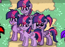 Size: 211x153 | Tagged: safe, derpibooru import, twilight sparkle, twilight sparkle (alicorn), alicorn, pony, pony town, 8-bit, clones, cute, grass, multeity, pony town multeity, sparkle sparkle sparkle