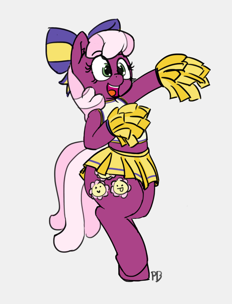 Size: 1280x1675 | Tagged: safe, artist:pabbley, derpibooru import, cheerilee, earth pony, pony, the cart before the ponies, bipedal, cheeribetes, cheerileeder, cheerleader, cute, female, mare, midriff, open mouth, simple background, solo