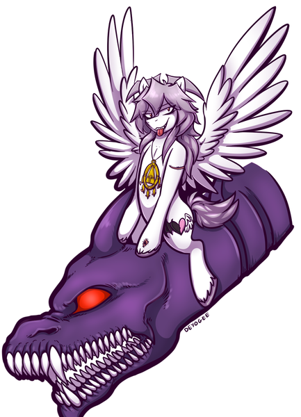 Size: 1040x1440 | Tagged: suggestive, artist:deyogee, derpibooru import, ponified, dragon, millennium ring, scar, solo, spread wings, tongue out, unshorn fetlocks, yami bakura, yu-gi-oh!, zorc