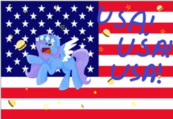 Size: 1024x703 | Tagged: artist:coffee-draws, burger, derpibooru import, flag, floral head wreath, food, hamburger, murica, oc, safe, solo, united states, unofficial characters only