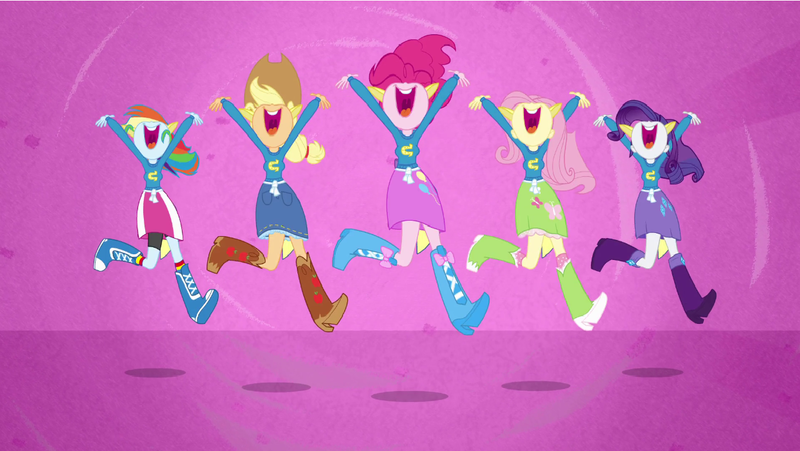 Size: 1240x699 | Tagged: safe, derpibooru import, screencap, applejack, fluttershy, pinkie pie, rainbow dash, rarity, equestria girls, balloon, boots, clothes, cowboy boots, helping twilight win the crown, high heel boots, skirt