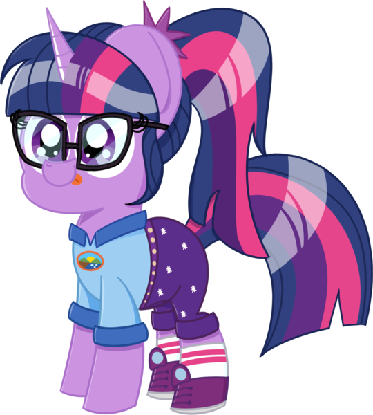 Size: 1689x1876 | Tagged: dead source, safe, artist:pastelhorses, derpibooru import, sci-twi, twilight sparkle, twilight sparkle (alicorn), ponified, alicorn, pony, equestria girls, legend of everfree, adorkable, alicornified, alternate hairstyle, boots, camp everfree logo, camp everfree outfits, clothes, collar, cute, derp, dork, equestria girls ponified, female, mare, ponytail, puppy dog eyes, race swap, shoes, shorts, socks, solo, sweet dreams fuel, tongue out, twiabetes