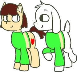 Size: 411x385 | Tagged: artist:itspeppertime, asriel dreemurr, chara, derpibooru import, ponified, safe, spoilers for another series, undertale