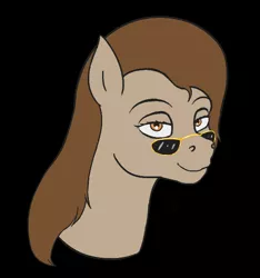 Size: 600x640 | Tagged: artist:stoopedhooy, bust, derpibooru import, glasses, looking at you, lowres, male, oc, oc:toffee scotch, portrait, request, requested art, safe, smiling, solo, stallion, unofficial characters only