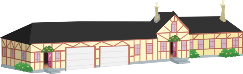 Size: 3640x1114 | Tagged: artist:oceanrailroader, building, derpibooru import, garage, house, modernized, no pony, ponyville, safe, simple background, transparent background, vector