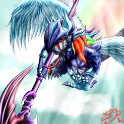 Size: 2880x2880 | Tagged: anthro, armor, artist:swiftriff, derpibooru import, final fantasy iv, rainbow dash, safe, solo