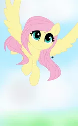 Size: 600x960 | Tagged: artist:cute_pinkie7, base used, derpibooru import, filly, fluttershy, flying, safe, sky, solo, spread wings, wonderful view