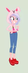 Size: 276x716 | Tagged: safe, artist:obeliskgirljohanny, artist:selenaede, derpibooru import, oc, oc:beryl bixbytie, unofficial characters only, equestria girls, legend of everfree, base used, belly button, bunny hood, camp everfree, midriff, solo