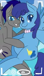 Size: 1050x1800 | Tagged: safe, artist:stubbornstallion, derpibooru import, blueberry cloud, oc, oc:night air, pegasus, pony, belly, big belly, chubby, color, fat, flying, selfie