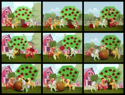 Size: 3812x2909 | Tagged: safe, artist:jrrhack, artist:malte279, derpibooru import, apple bloom, applejack, big macintosh, granny smith, earth pony, pony, apple, apple family, craft, food, male, origami, papercraft, stallion, sweet apple acres