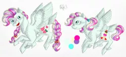 Size: 1229x561 | Tagged: artist:sweetheart-arts, derpibooru import, magical lesbian spawn, oc, oc:strawberry shortcake, oc:sweet scoops, offspring, parent:fluttershy, parent:pinkie pie, parents:flutterpie, reference sheet, safe, twins, unofficial characters only