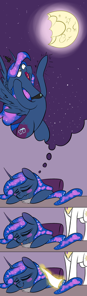 Size: 1024x3469 | Tagged: safe, derpibooru import, princess celestia, princess luna, pony, :p, alternate cutie mark, bipedal, blanket, caring, cheese, comic, cute, dream, drool, edible heavenly object, egophiliac-ish, eyes closed, food, frown, heartwarming, levitation, little tongue, magic, majestic as fuck, moon, open mouth, pointing, screaming, shivering, shocked, sisterly love, sleeping, smiling, spread wings, style emulation, telekinesis, thought bubble, tongue out, wavy mouth, wide eyes, woonoggles, wordless