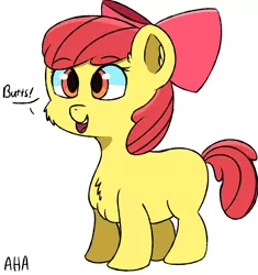 Size: 1600x1700 | Tagged: safe, artist:an-honest-appul, derpibooru import, apple bloom, adorabloom, butts, cute, open mouth, simple background, solo, white background