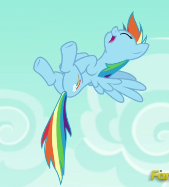 Size: 948x1049 | Tagged: safe, derpibooru import, screencap, rainbow dash, pony, 28 pranks later, flying, laughing, nose in the air, solo