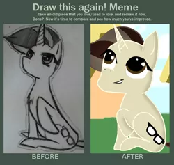 Size: 784x744 | Tagged: artist:jonathan the awesome, comparison, derpibooru import, draw this again, oc, oc:jona clay, op is trolling us, safe, traditional art, unofficial characters only