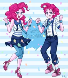 Size: 700x800 | Tagged: safe, artist:prk, derpibooru import, pinkie pie, equestria girls, friendship games, bubble berry, bubblepie, duality, equestria guys, female, human paradox, male, pixiv, rule 63, self paradox, self ponidox, selfcest, shipping, straight