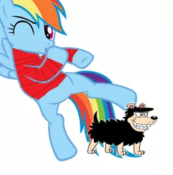 Size: 5028x5084 | Tagged: absurd resolution, beano, crossover, dennis and gnasher, dennis the menace, derpibooru import, gnasher, rainbow dash, safe