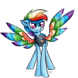 Size: 600x600 | Tagged: alternate universe, artist:sallindaemon, colored wings, derpibooru import, multicolored wings, police officer, rainbow dash, rainbow wings, safe, simple background, solo, transparent background