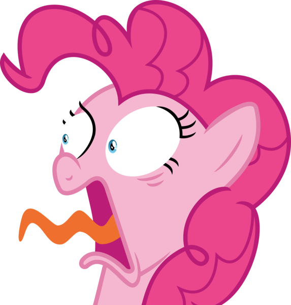 Size: 3405x3564 | Tagged: safe, artist:gebos97531, derpibooru import, pinkie pie, 28 pranks later, .svg available, scared, simple background, solo, tongue out, transparent background, vector, wide eyes