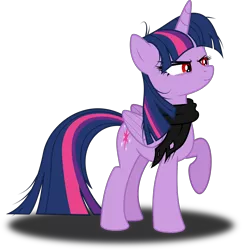 Size: 3000x3100 | Tagged: safe, artist:ruinedomega, derpibooru import, idw, twilight sparkle, twilight sparkle (alicorn), alicorn, pony, ponies of dark water, spoiler:comic, clothes, corrupted, evil, idw showified, messy mane, red eyes, scarf, simple background, standing, transparent background, twilight is anakin, tyrant sparkle, vector