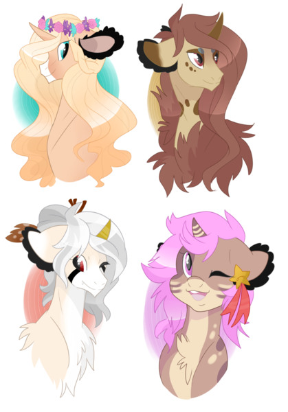 Size: 1024x1468 | Tagged: artist:rannarbananar, derpibooru import, oc, oc:damsel, oc:doti, oc:gaeia, oc:mayu, original species, safe, unofficial characters only