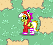 Size: 218x187 | Tagged: artist:hyperwave9000, clothes, derpibooru import, dinosaur, edit, hoodie, oc, oc:vanillablitz, pony town, safe, socks, solo, striped socks, unofficial characters only