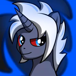 Size: 600x600 | Tagged: safe, artist:galli, derpibooru import, oc, oc:steel crescent, unofficial characters only, dracony, hybrid, blue eyes, horn, white hair